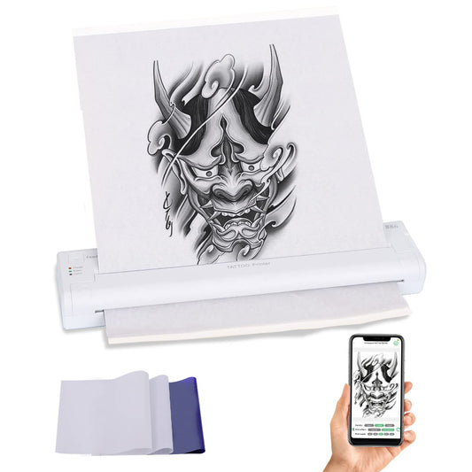 YTATTOO Cordless Tattoo Stencil Printer - Rechargeable Inkless Tattoo Printer- Bluetooth Tattoo Printer with 15pcs Tattoo Transfer Paper for Temporary and Permanent,Compatible with iOS Phon