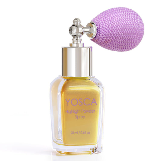 Yosca Highlighter Powder Spray, 20ML Cosmetic Grade Shimmer Powder Gold Glitter Spray Sparkle Highlighter Makeup Festival Concert Accessorise for Rave Clothes Hair Face Nail Art - Golden Sunrise