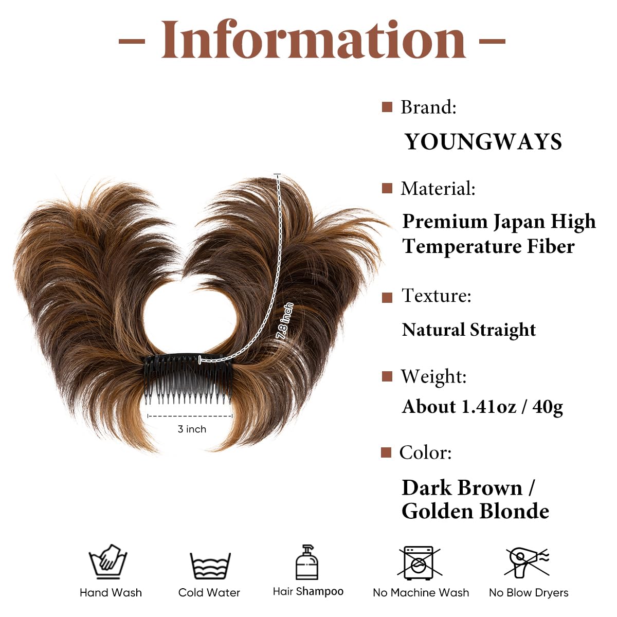 YOUNGWAYS Messy Bun Hair Piece Side Comb Clip in Hair Bun Hairpiece for Women Short Natural Straight Versatile Adjustable Styles Easy Hair pieces (Iced Mocha-S)