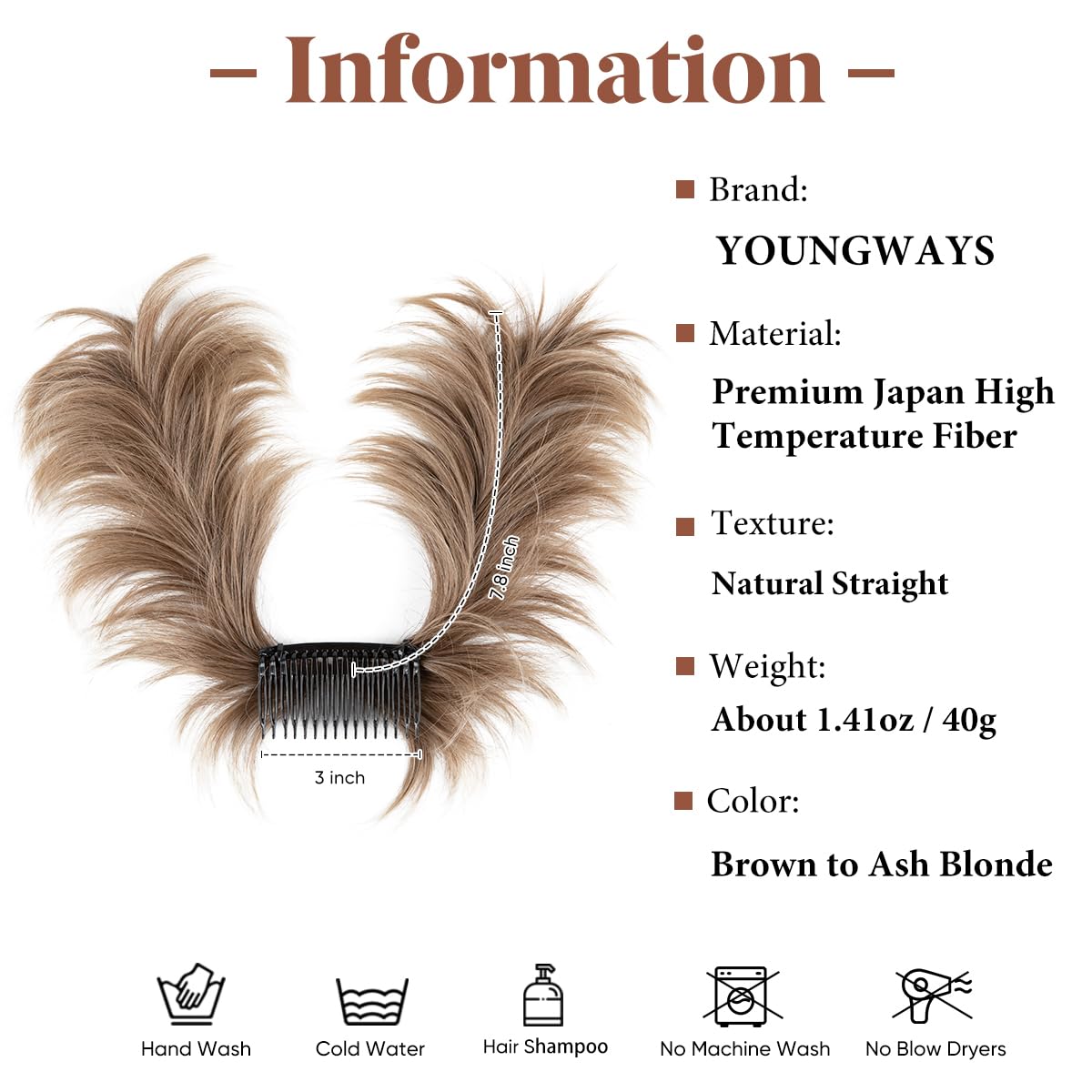 youngways Messy Bun Hair Piece Side Comb Clip in Hair Bun Hairpiece for Women Short Natural Straight Versatile Adjustable Styles Easy Hair pieces (Brown to Ash Blonde-S)