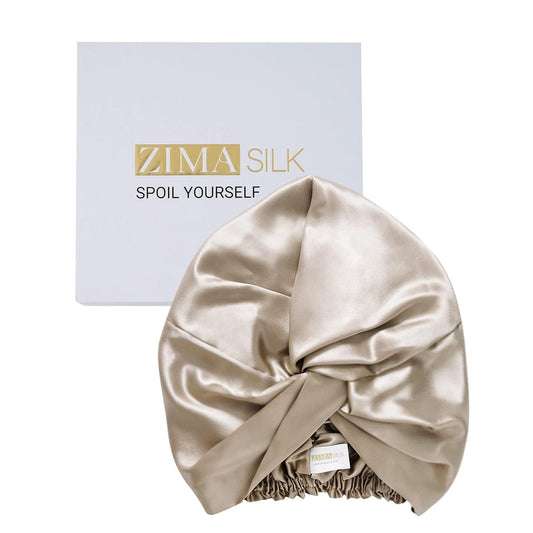 ZIMASILK 22 Momme 100% Mulberry Silk Sleep Cap for Women Hair Care,Natural Silk Night Bonnet with Elastic Stay On Head (One Size, Taupe)