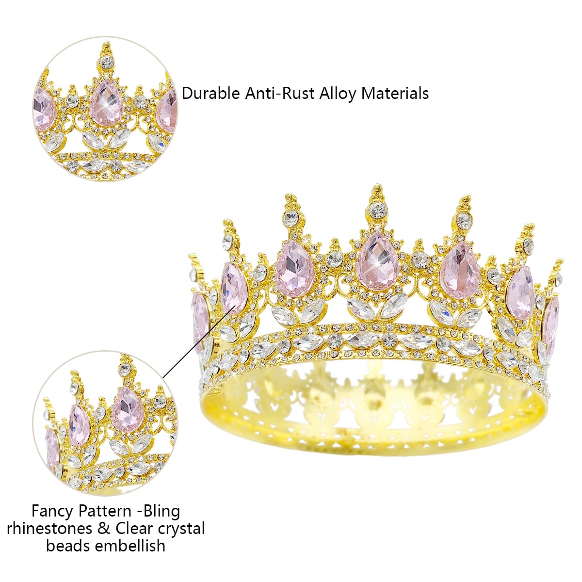 YOUlDIANZI Queen Crown Rhinestone Wedding Crowns and Tiaras for Women Costume Party Hair Accessories Princess Birthday Crown Crystal Bridal Crown