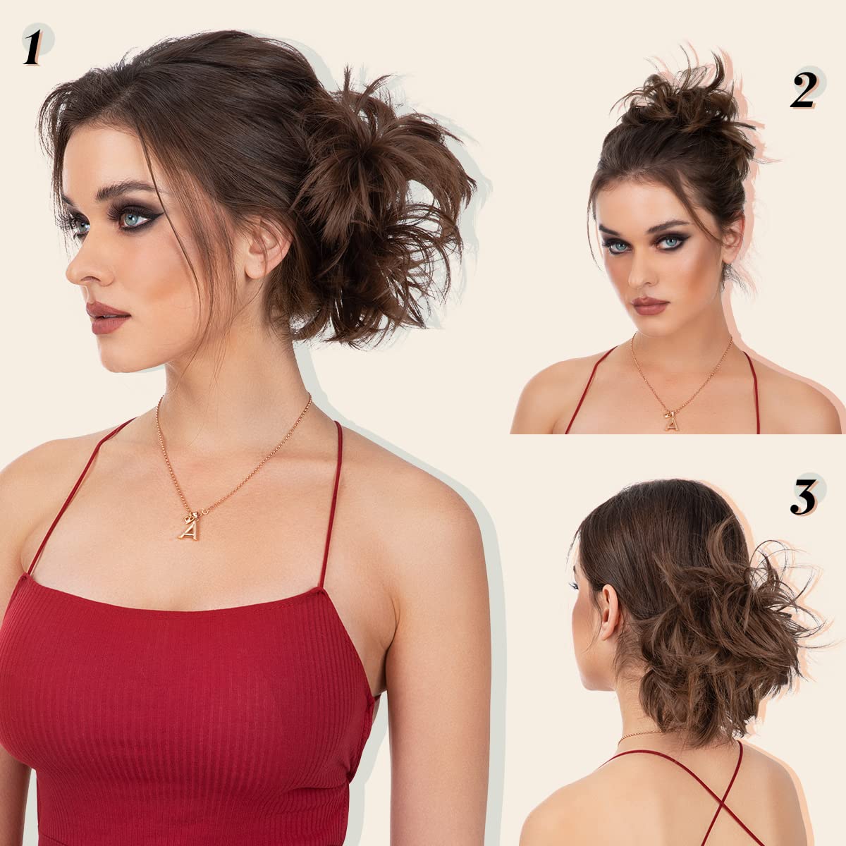 youngways Messy Bun Hair Piece Side Comb Clip in Hair Bun Hairpiece for Women Short Natural Straight Versatile Adjustable Styles Easy Hair pieces (Brown to Ash Blonde-S)