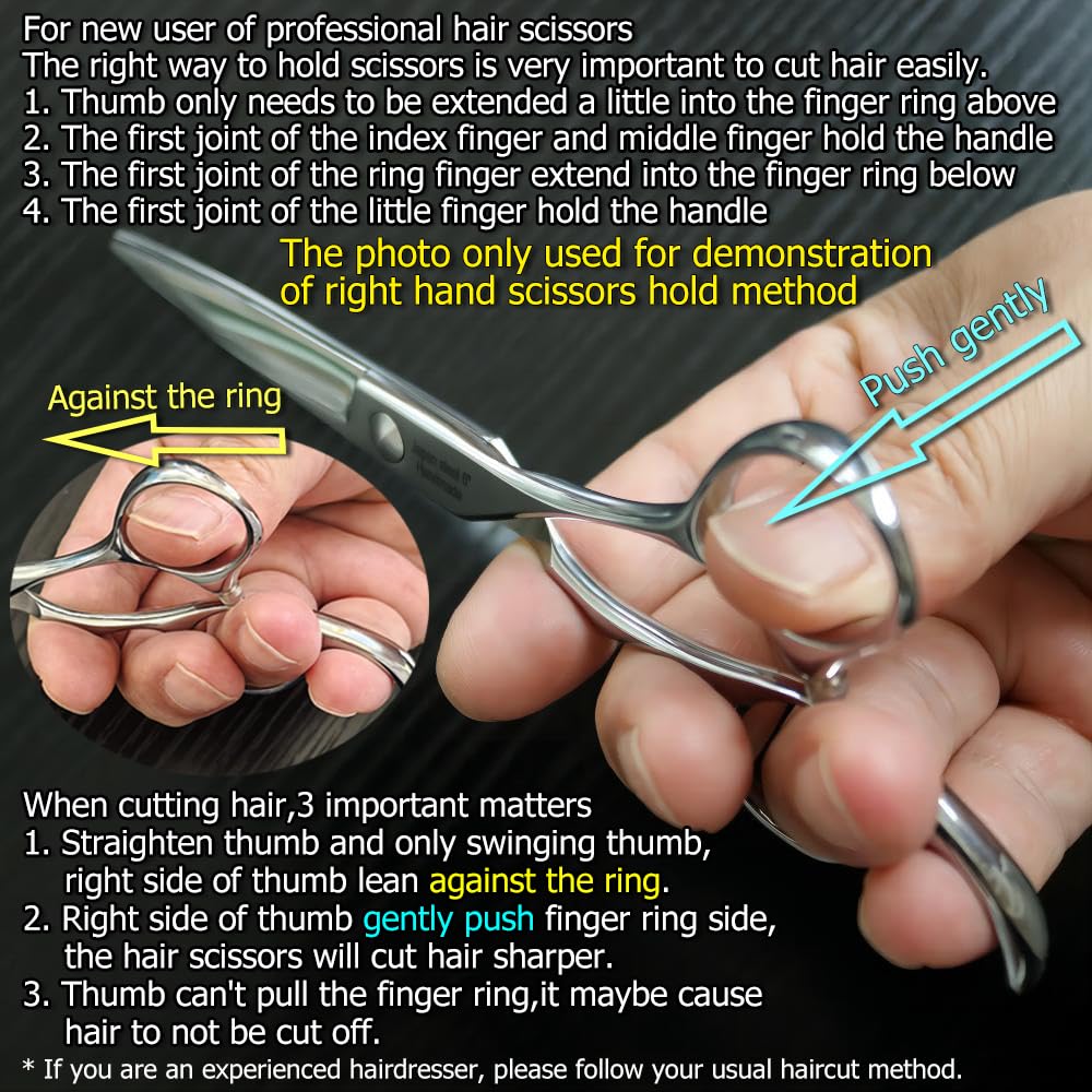 Professional Hair Shears 6" Silvery Blind Hole Sharp Hair Scissors Hair Cutting Scissors Barber Scissors Barber Shears Haircut Scissors Convex Edge 440C KINSARO