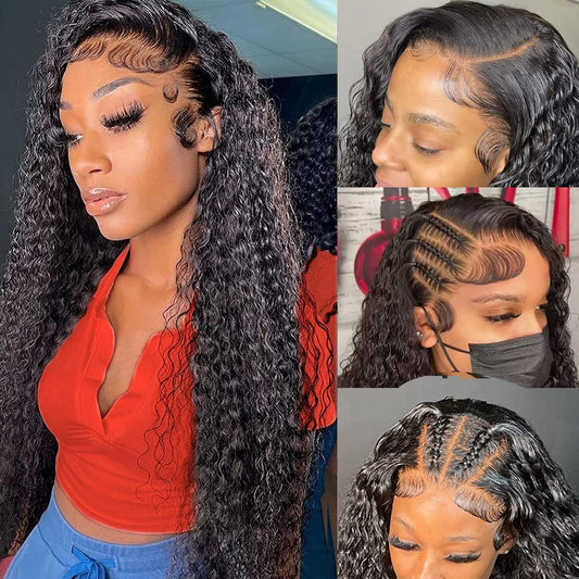 Zhengshuo 13x6 Lace Front Wigs Human Hair Water Wave Hd Lace Front Wigs Human Hair for Black Women Pre Plucked with Baby Hair 180% Wet and Wavy Human Hair Wigs (24 Inch, water wave wig)