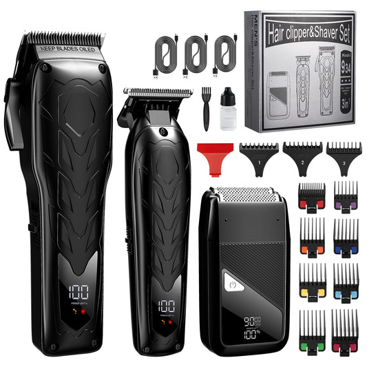 Lanumi Professional 3 in 1 Hair Clipper and Trimmer Set Men Electric Razor Shavers Beard Trimmer Rechargeable Barber Clippers Haircut Kit Gifts for Him,for Barbers