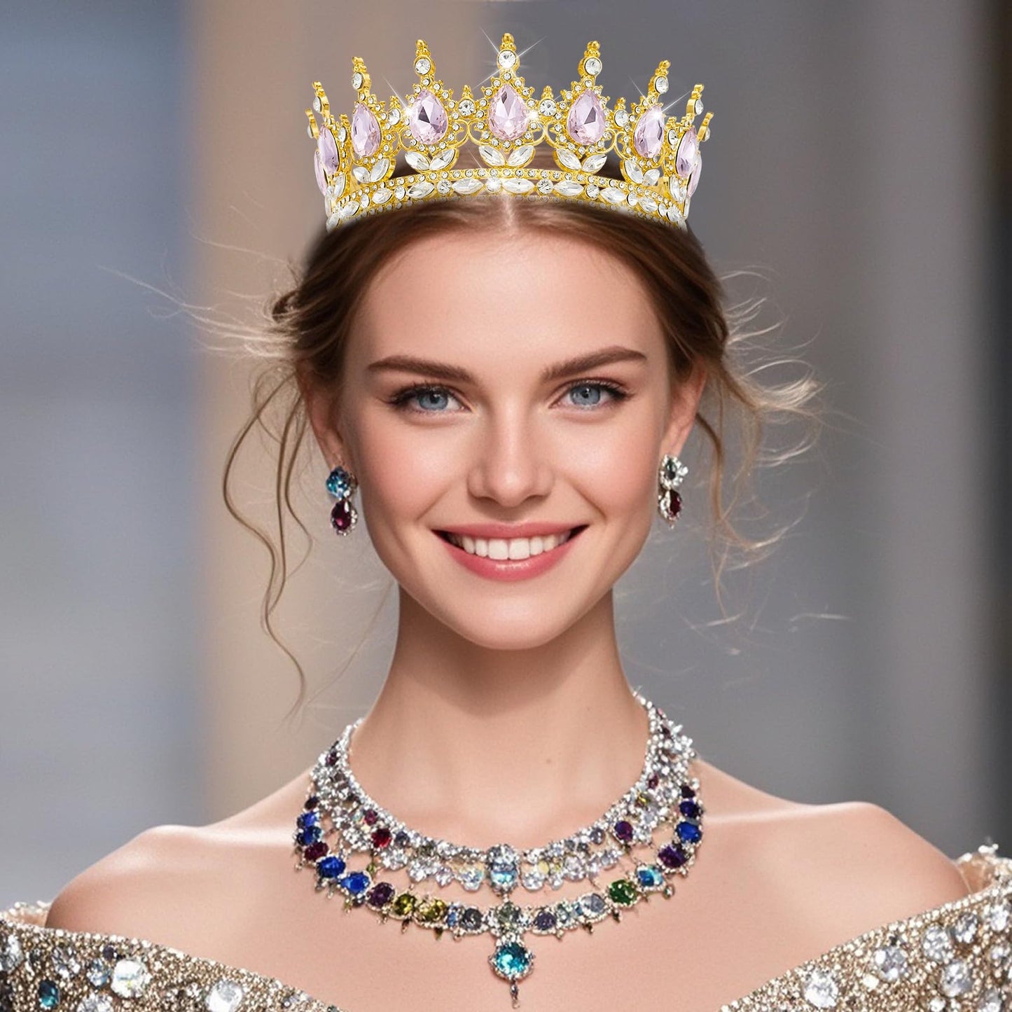 YOUlDIANZI Queen Crown Rhinestone Wedding Crowns and Tiaras for Women Costume Party Hair Accessories Princess Birthday Crown Crystal Bridal Crown