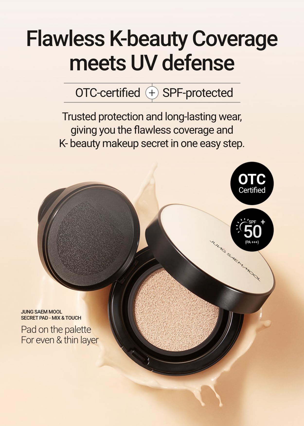 [JUNGSAEMMOOL OFFICIAL] Essential Skin Nuder Cushion (Light) | Refill not Included | Natural Finish | Buildable Coverage | Korean Makeup Artist Brand | Cream Foundation