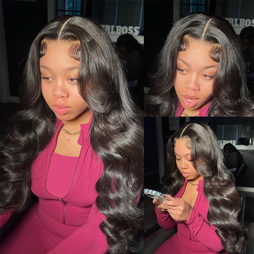 360 Lace Front Wigs Human Hair With Baby Hair Body Wave HD Lace Front Wigs Human Hair 200％ Density 360 Lace Front Wigs For Women Brazilian Virgin Human Hair Lace Front Wigs Natural Color (18 Inch)