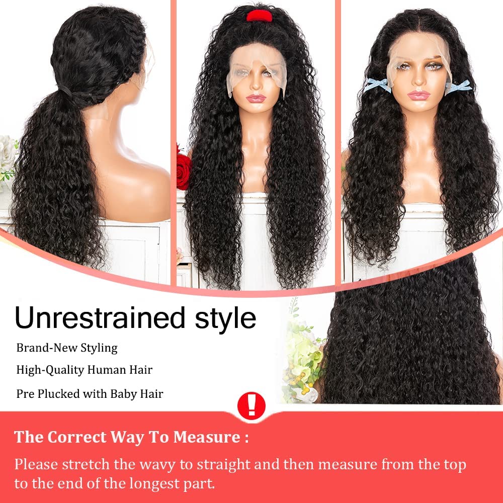 You Excelent 13x4 HD Transparent Curly Lace Front Wig Human Hair For Black Women 9A 150% Denisty Frontal Wigs Human Hair Pre Plucked with Baby Hair Natural Black Color (24, Curly Wig)