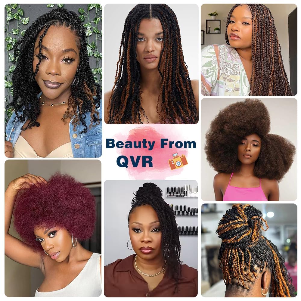 QVR Afro Kinkys Bulk Human Hair Braiding for Lock Repairs, Dreadlock Extensions, Twists Highlight Color