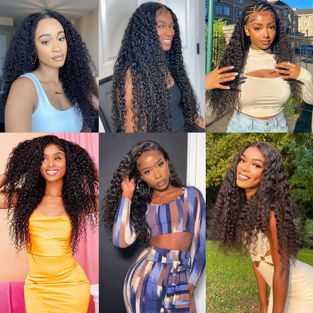 You Excelent 13x4 HD Transparent Curly Lace Front Wig Human Hair For Black Women 9A 150% Denisty Frontal Wigs Human Hair Pre Plucked with Baby Hair Natural Black Color (24, Curly Wig)