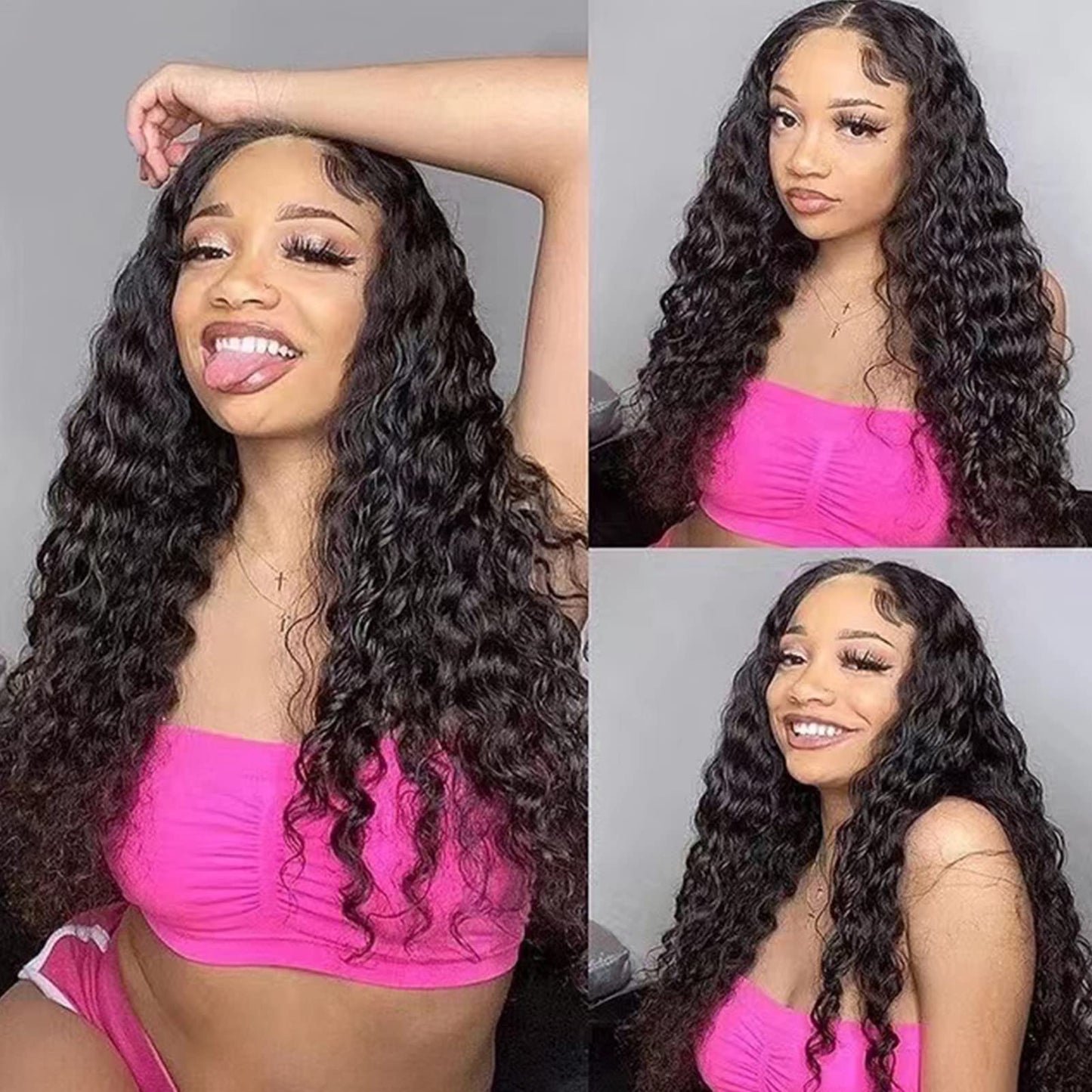 yuccy 250% Density Deep Wave Lace Front Wigs Human Hair13×4 Deep Curly Lace Front Wigs Human Hair Wigs for Black Women Brazilian Wig Glueless Pre Plucked with Baby Hair