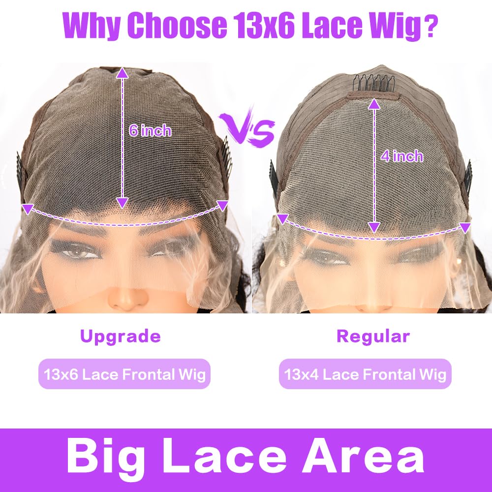 YOUJING Deep Wave Lace Front Wigs Human Hair 13x6 HD Transparent Deep Curly Lace Frontal Wigs Human Hair 200 Density Glueless Wigs Human Hair with Baby Hair for Women Natural Color 24 Inch