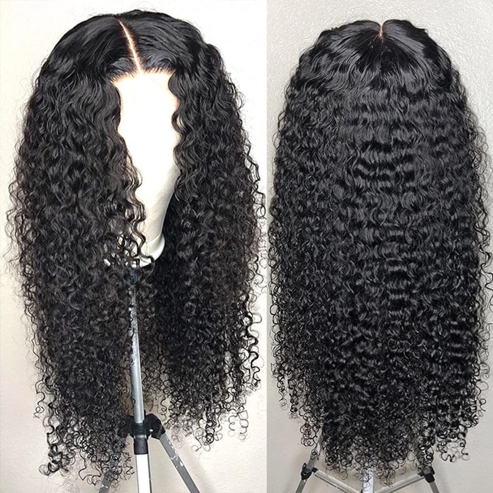 You Excelent 13x4 HD Transparent Curly Lace Front Wig Human Hair For Black Women 9A 150% Denisty Frontal Wigs Human Hair Pre Plucked with Baby Hair Natural Black Color (24, Curly Wig)