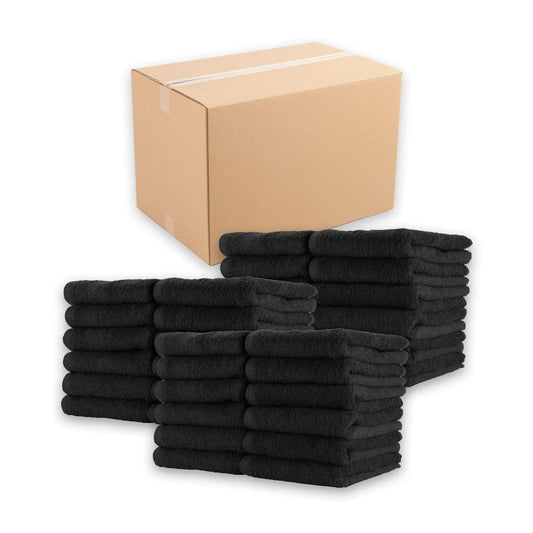 Arkwright Bleach Proof Salon Towels Bulk - Case of 180 - Highly Absorbent, 100% Cotton, Quick Dry Spa Face Towel for Hair Stylist, Barber, Pedicure, and Esthetician, 16 x 27 in, Black