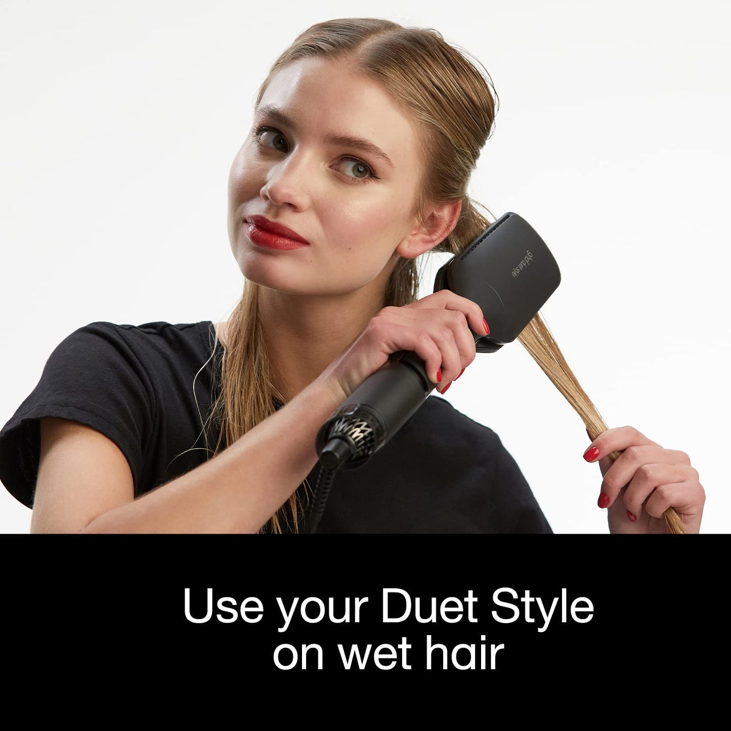 ghd Duet Style Power Couple ― Duet 2-in-1 Hot Air Hair Styler (Black) with Sleek Talker Wet to Sleek Hair Styling Oil (3.2 fl. Oz.)
