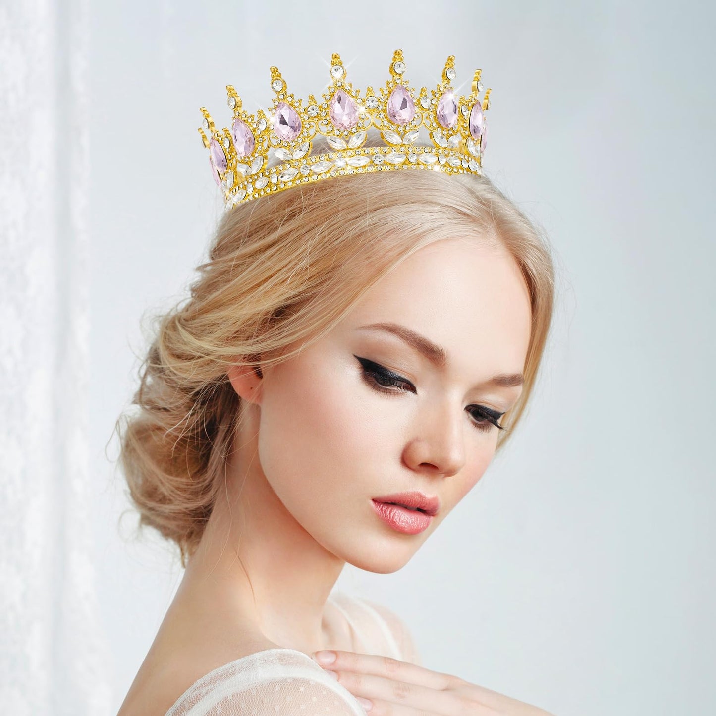 YOUlDIANZI Queen Crown Rhinestone Wedding Crowns and Tiaras for Women Costume Party Hair Accessories Princess Birthday Crown Crystal Bridal Crown