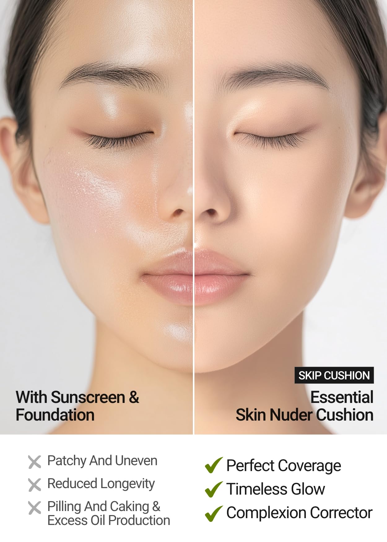 [JUNGSAEMMOOL OFFICIAL] Essential Skin Nuder Cushion (Light) | Refill not Included | Natural Finish | Buildable Coverage | Korean Makeup Artist Brand | Cream Foundation