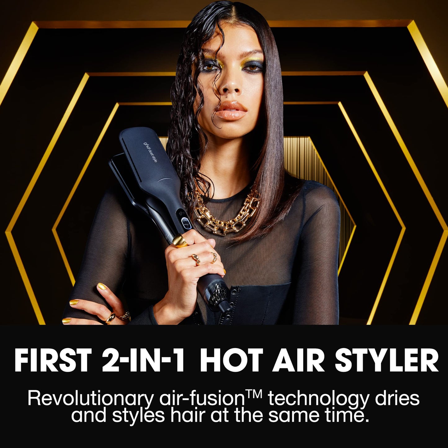 ghd Duet Style Power Couple ― Duet 2-in-1 Hot Air Hair Styler (Black) with Sleek Talker Wet to Sleek Hair Styling Oil (3.2 fl. Oz.)