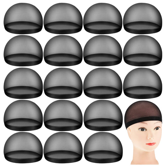 100 Pieces Wig Cap Elastic Medium Nylon Stocking Caps Stretchy Stocking Wig Caps Secure Your Hair, Lightweight, Breathable (Black)