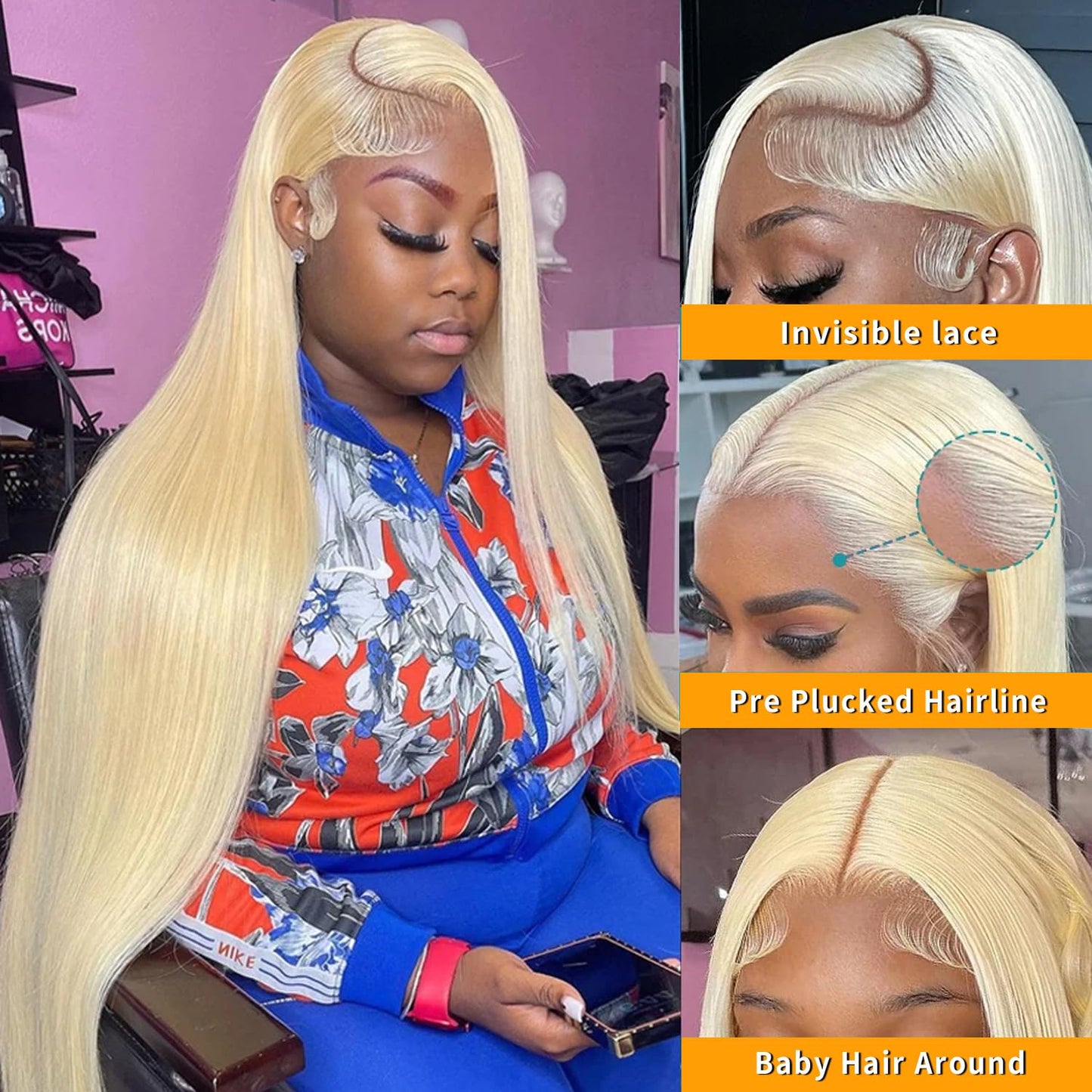 ZWJSH 26 Inch Blonde Wig Human Hair 613 Lace Front Wig Human Hair Honey Blonde Straight Lace Front Wigs Human Hair 13x4 HD Lace Front Wigs Human Hair Pre Plucked Glueless Colored Wigs for Women