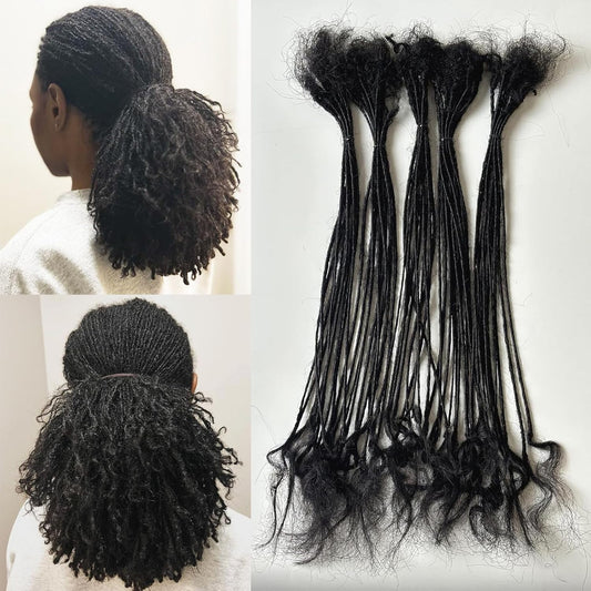 0.2cm Width Dreadlock Extensions 18 inch 50 Strands 100% Permanent Loc Extensions Human Hair Curly Ends Natural Black Curly Locs Human Hair