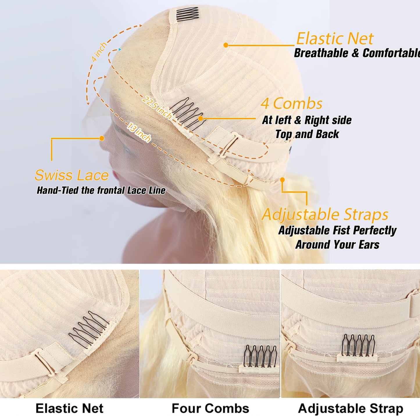 ZWJSH 26 Inch Blonde Wig Human Hair 613 Lace Front Wig Human Hair Honey Blonde Straight Lace Front Wigs Human Hair 13x4 HD Lace Front Wigs Human Hair Pre Plucked Glueless Colored Wigs for Women