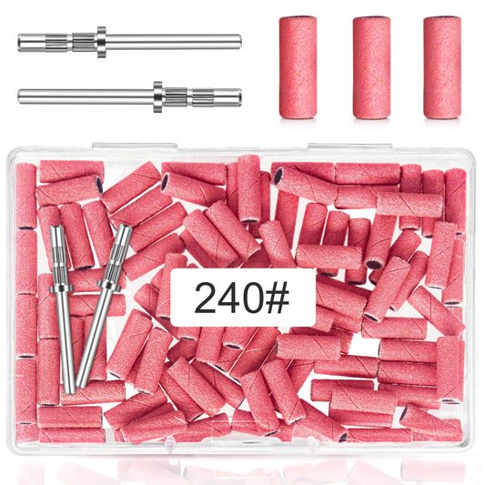 100 Pcs Small Sanding Bands for Nail 240 Grit, Extreme Fine Sanding Bands for Nail with 3.1MM Mandrel Bit, Upgrade Mini Nail Sanding Bands for Natural Nails Acrylic Gel Manicures and Pedicure