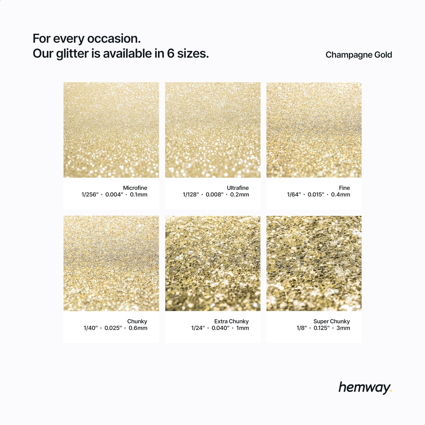 Hemway Premium Multi Purpose Glitter Dust Powder 100g / 3.5oz Arts & Crafts Wine Glass Decoration Weddings Cards Flowers Cosmetic Face Eye Body Nails Skin Hair (Champagne)